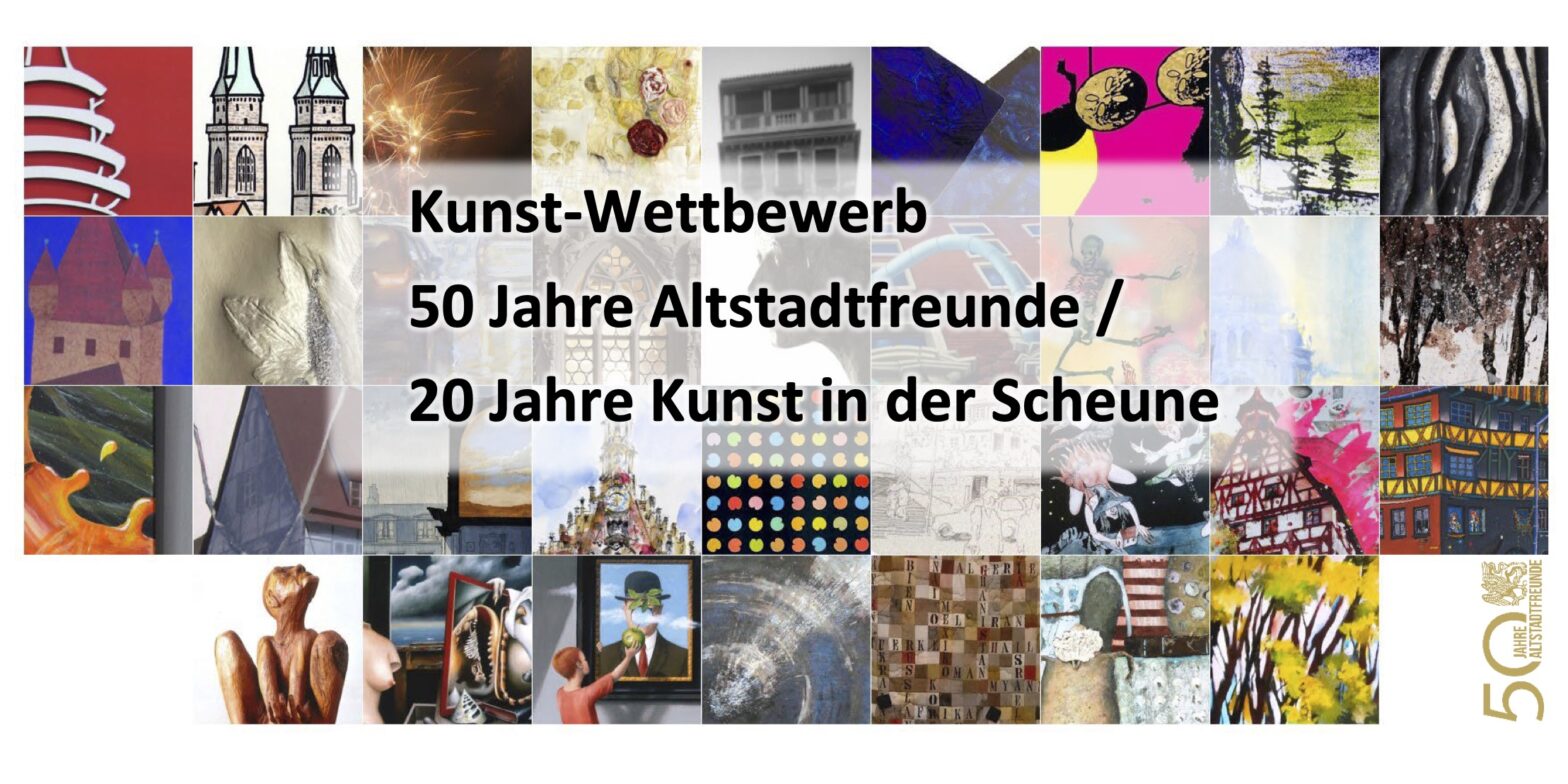 Der Flyer zur Einladung zur Veranstaltung der 50 Jahre Altstadtfreunde | Kunst-Wettbewerb